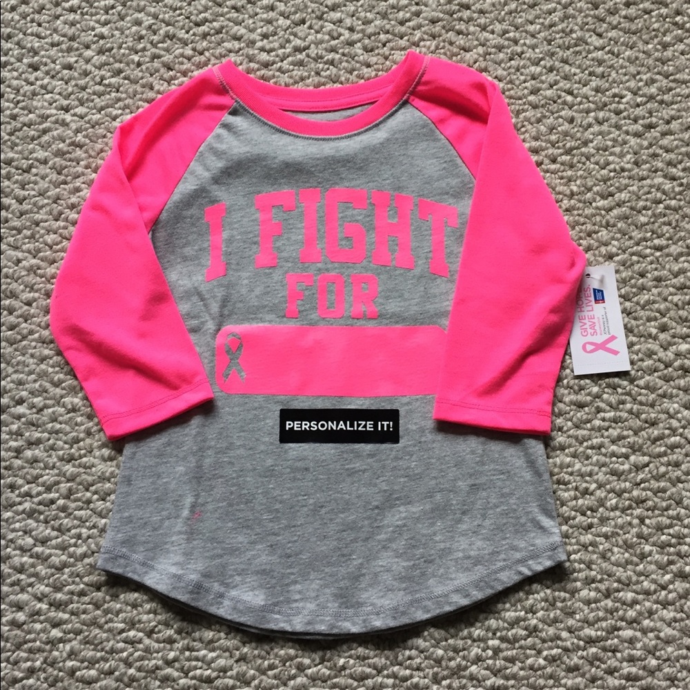 Kids Girl Pink Gray I Fight For Tee Shirt Size 4 Breast Cancer Awareness